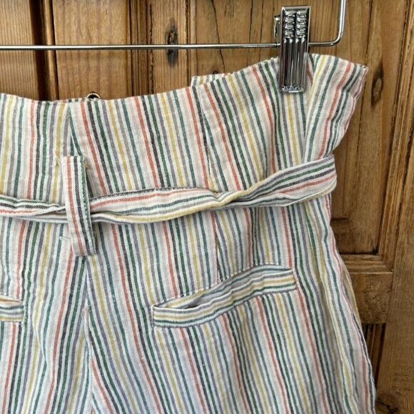 Olivaceous Small Colorful Striped Shorts Paperbag Mom High Waisted Front Zip‎ - Picture 8 of 9